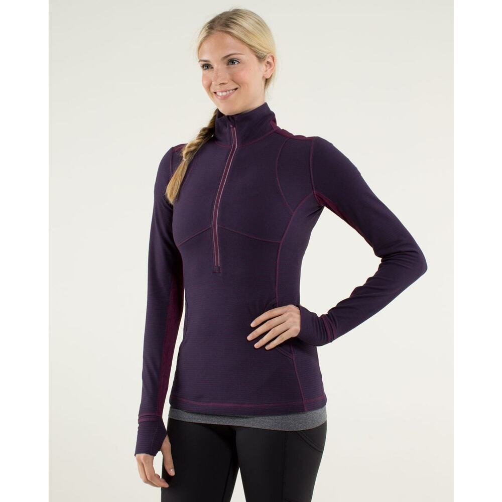 Lululemon Star Runner Pullover Hyper Stripe Plum/Plum Women 10 Half Zip Stretch - Picture 16 of 16